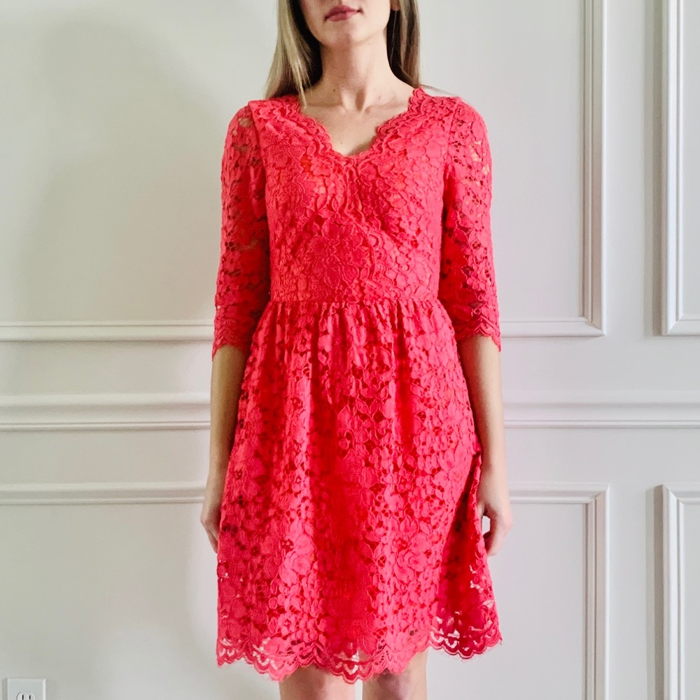 {ERIN} Coral Lace Dress
